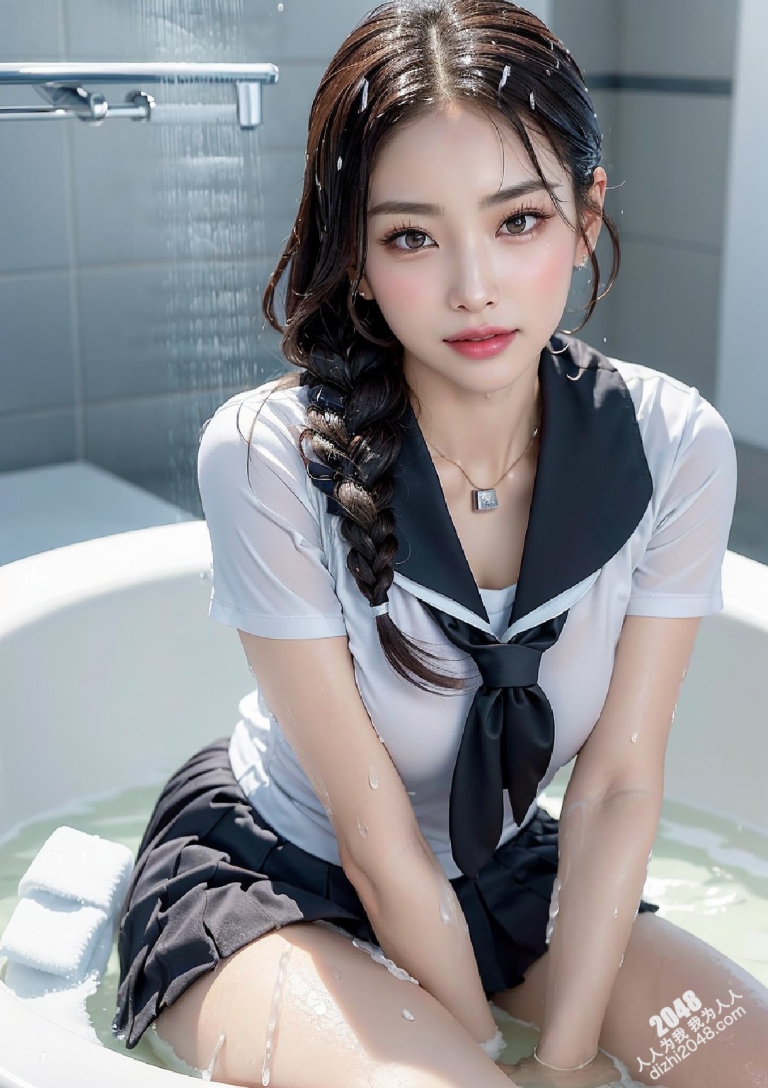 女孩在浴缸裡浴槽濕了(33)