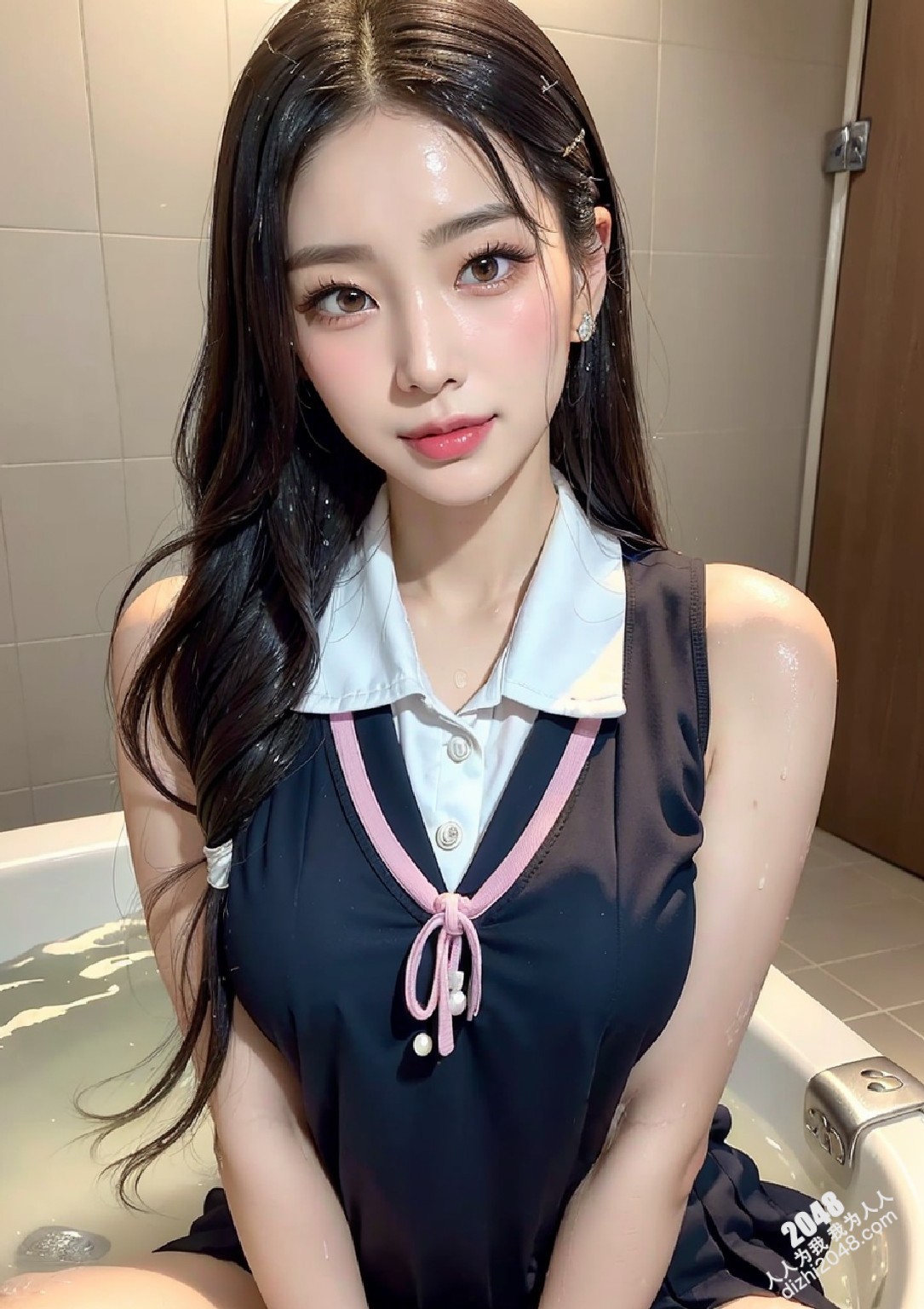 女孩在浴缸裡浴槽濕了(34)