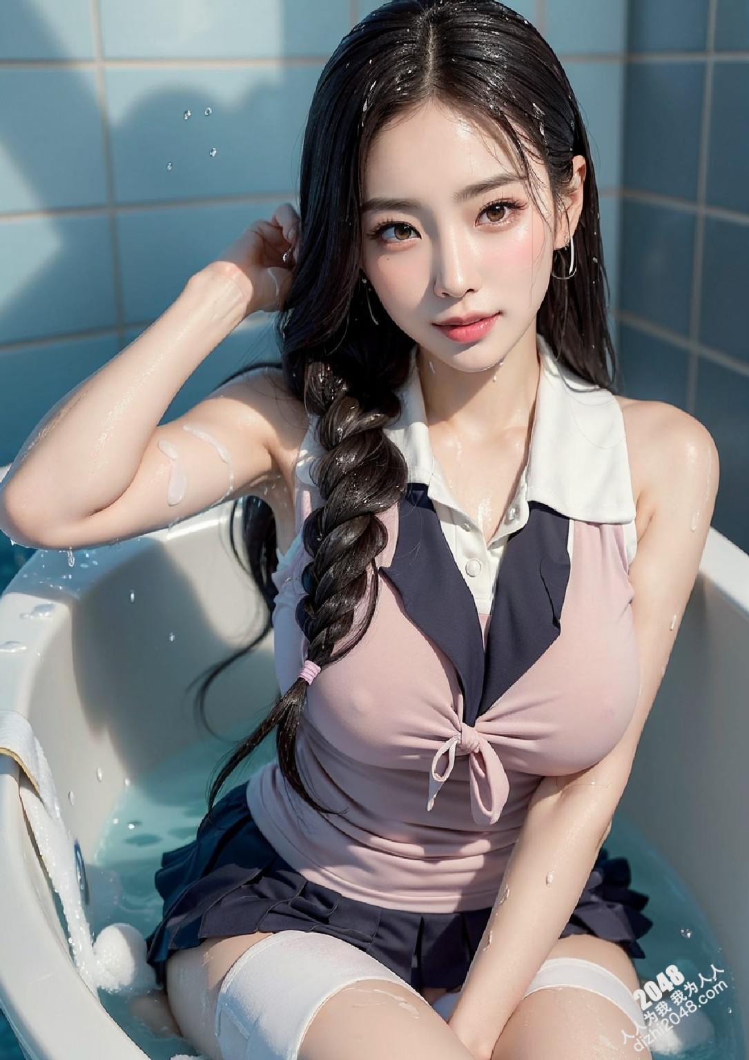 女孩在浴缸裡浴槽濕了(38)