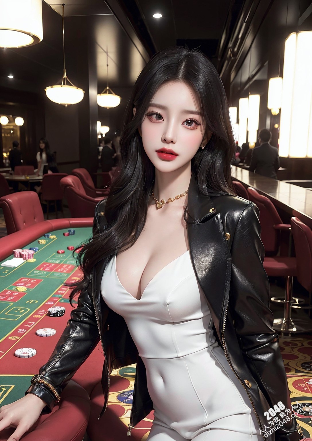 黑色皮衣尤物：赌场女神的致命诱惑(41)