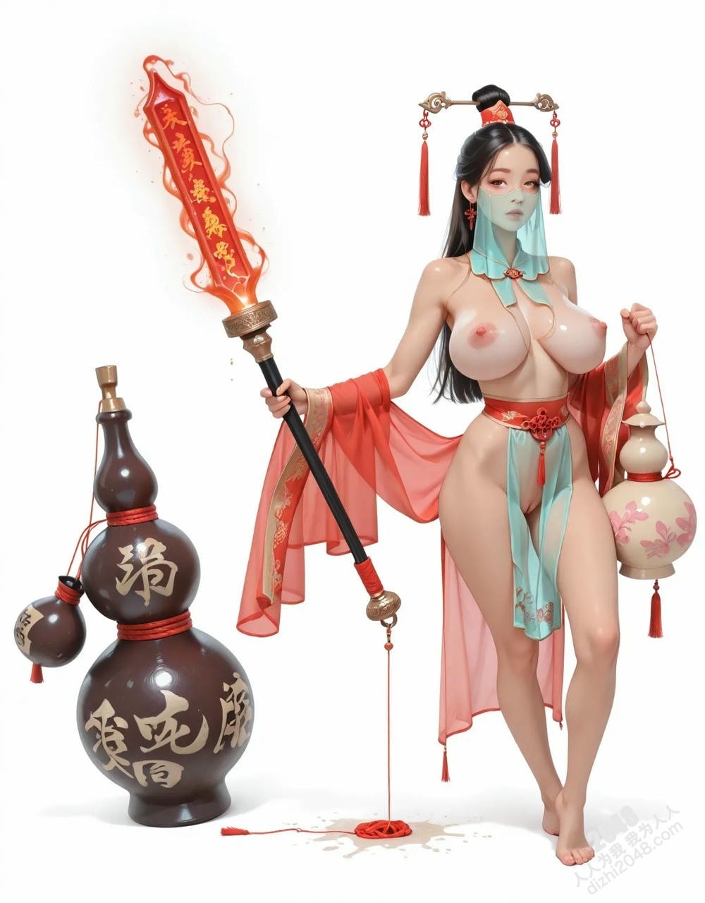绝色仙侠少女：青衣魅影，酥胸半露，欲仙欲死，绝美古装写真(9)