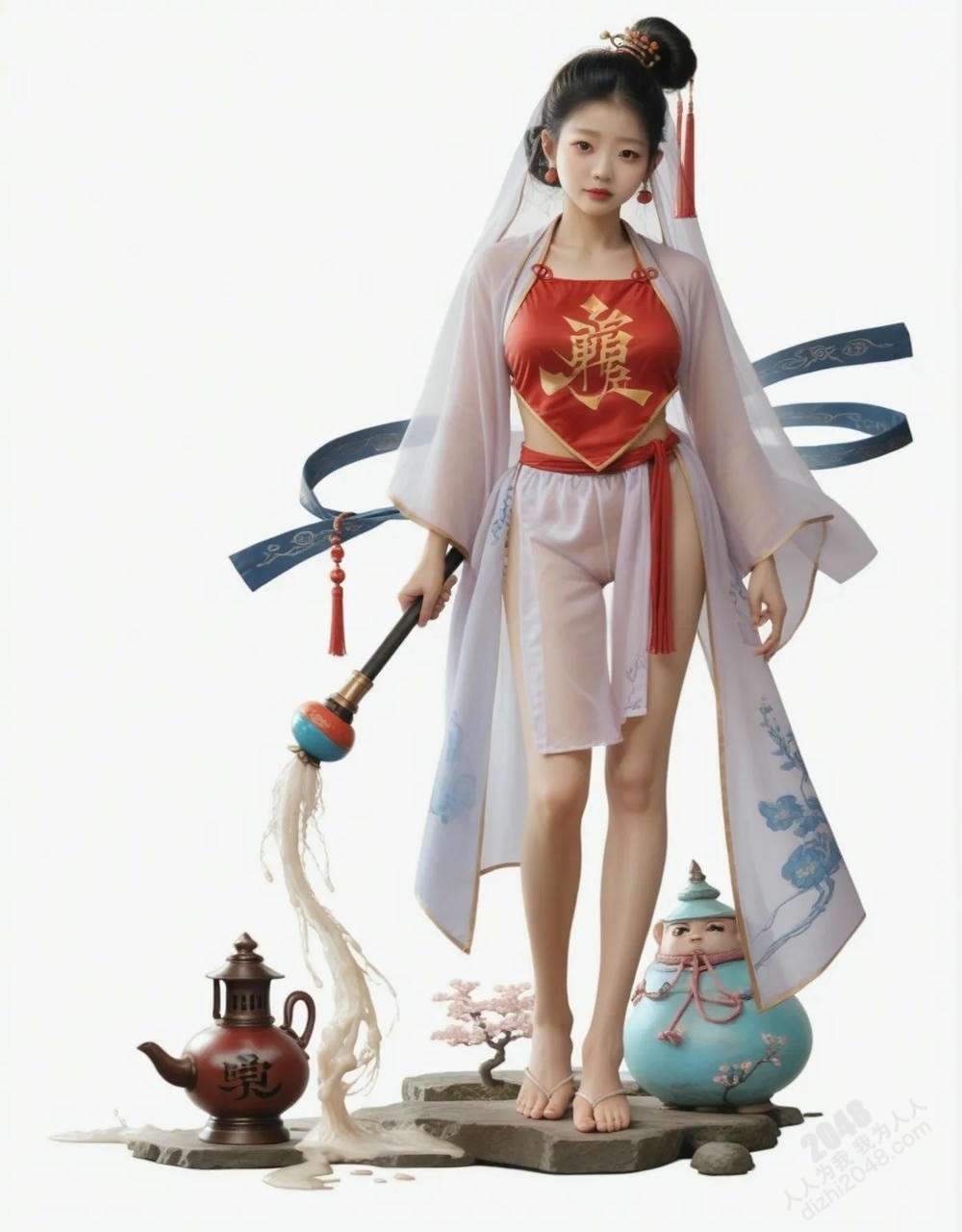 绝色仙侠少女：青衣魅影，酥胸半露，欲仙欲死，绝美古装写真(12)
