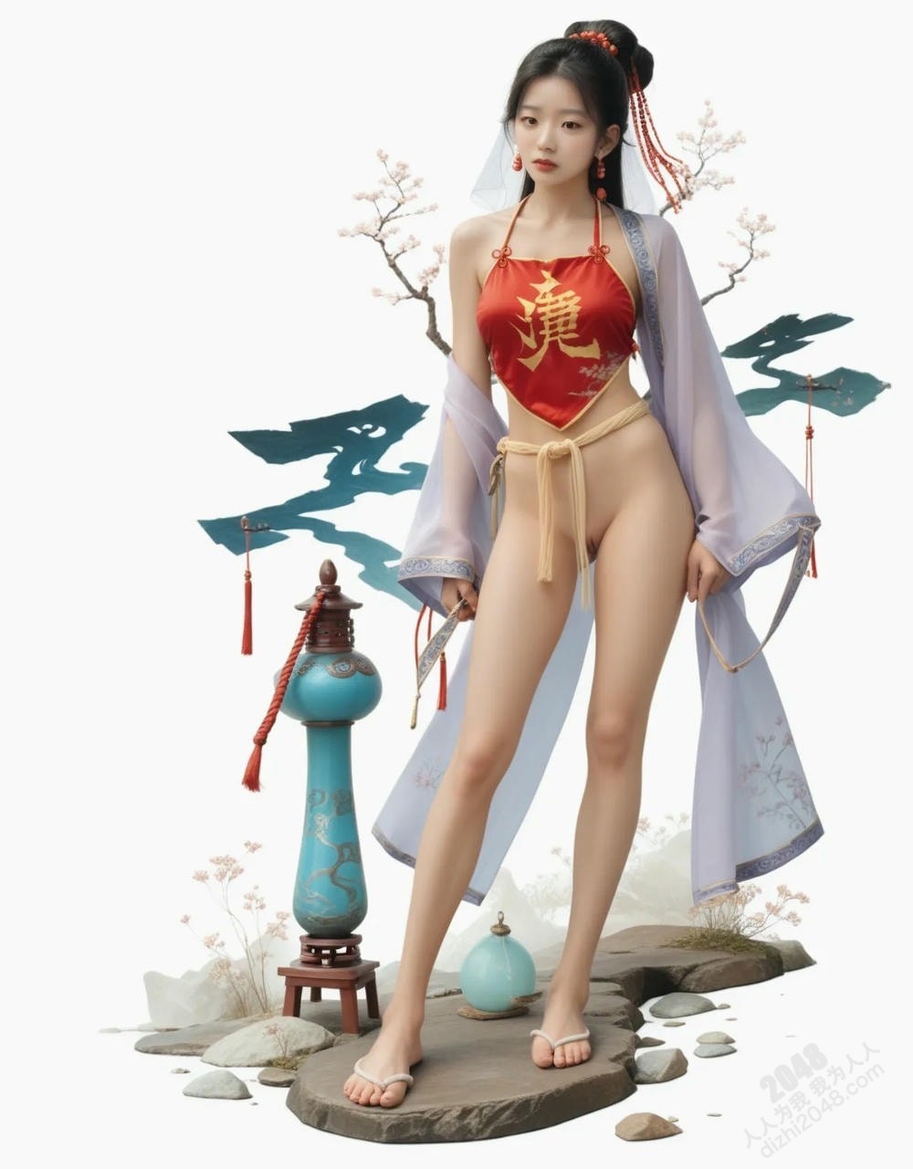 绝色仙侠少女：青衣魅影，酥胸半露，欲仙欲死，绝美古装写真(11)