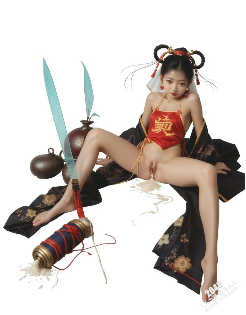 绝色仙侠少女：青衣魅影，酥胸半露，欲仙欲死，绝美古装写真(15)