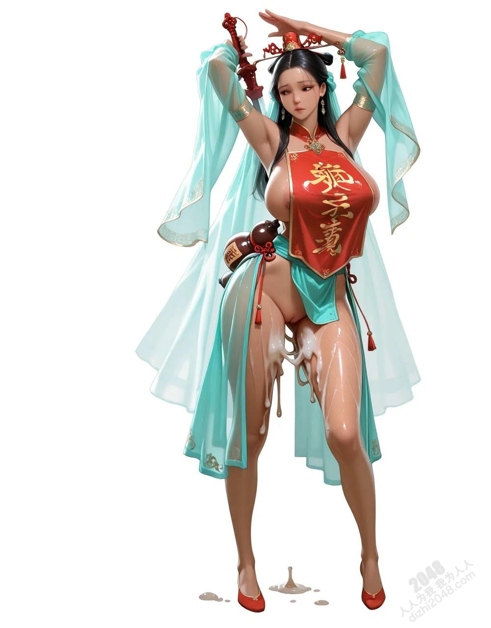 绝色仙侠少女：青衣魅影，酥胸半露，欲仙欲死，绝美古装写真(20)