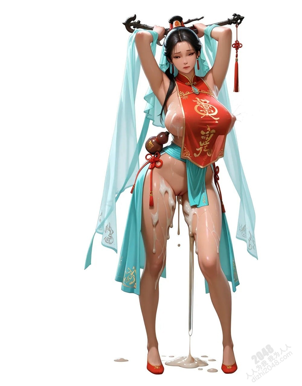 绝色仙侠少女：青衣魅影，酥胸半露，欲仙欲死，绝美古装写真(21)