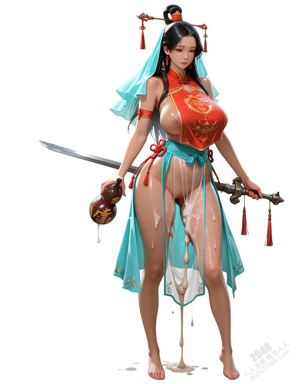 绝色仙侠少女：青衣魅影，酥胸半露，欲仙欲死，绝美古装写真(22)