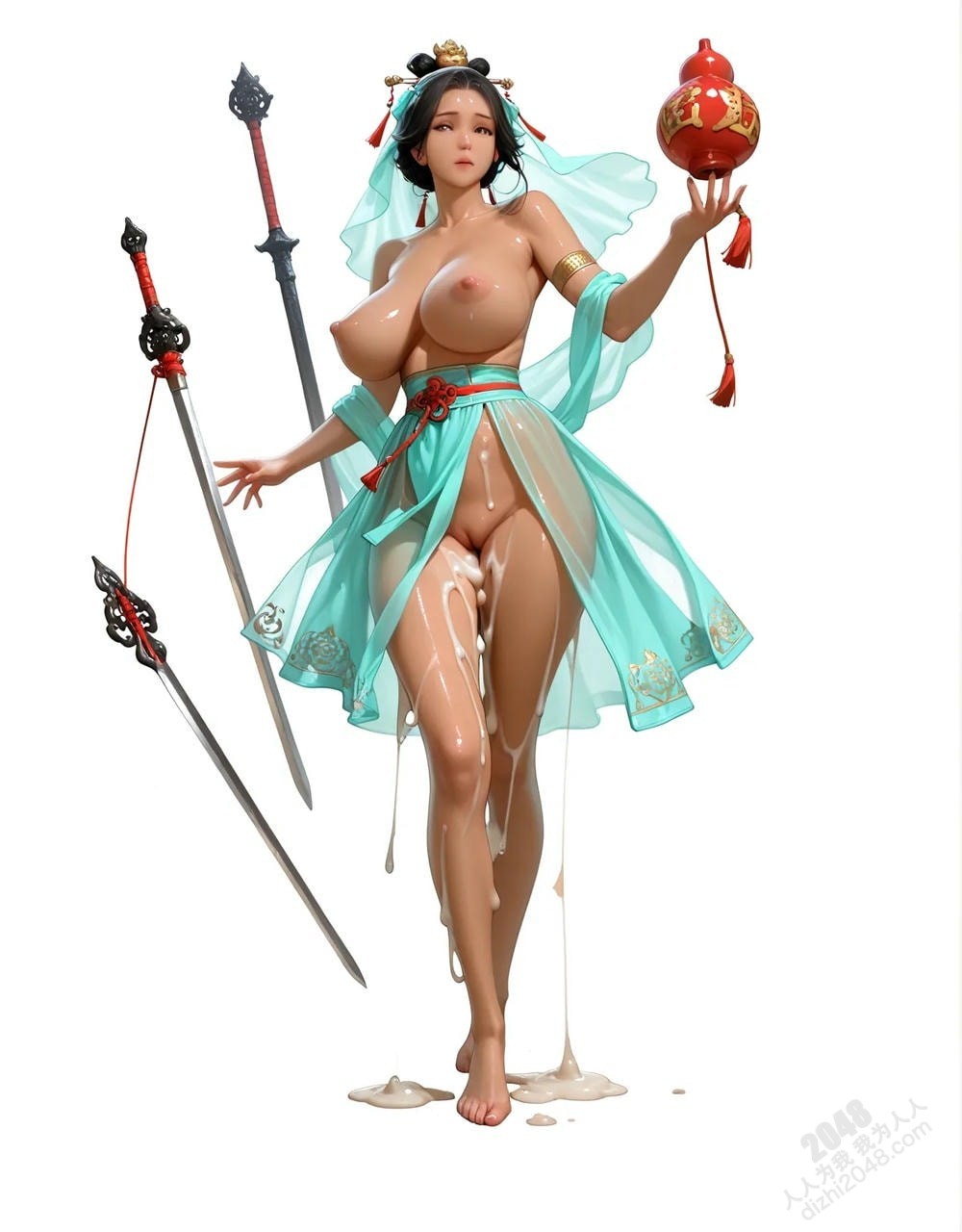 绝色仙侠少女：青衣魅影，酥胸半露，欲仙欲死，绝美古装写真(25)