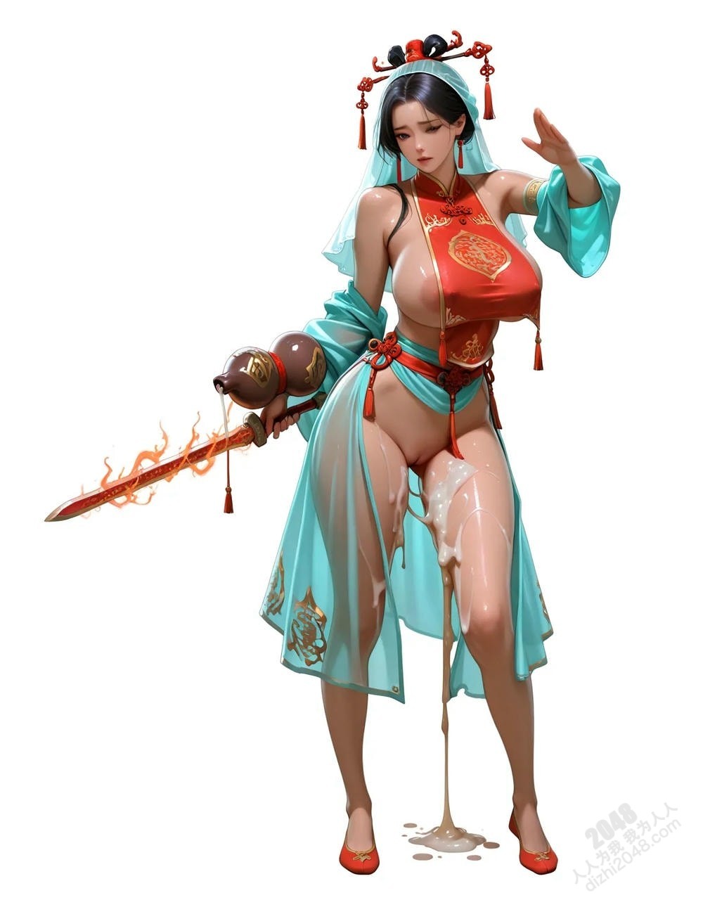 绝色仙侠少女：青衣魅影，酥胸半露，欲仙欲死，绝美古装写真(23)