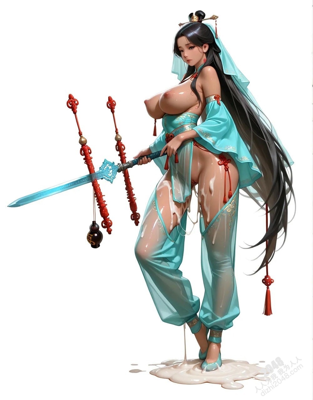 绝色仙侠少女：青衣魅影，酥胸半露，欲仙欲死，绝美古装写真(30)