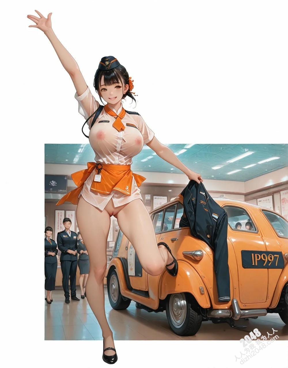 制服诱惑：机场候机厅的绝色空姐，曼妙身材若隐若现，撩人春光一览无余(35)