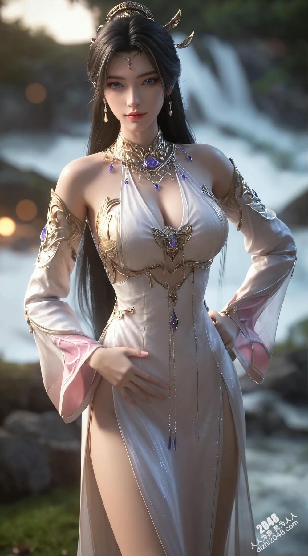 绝世魔女—瀑布仙子，轻纱遮不住的诱惑，高清写真，极致诱惑