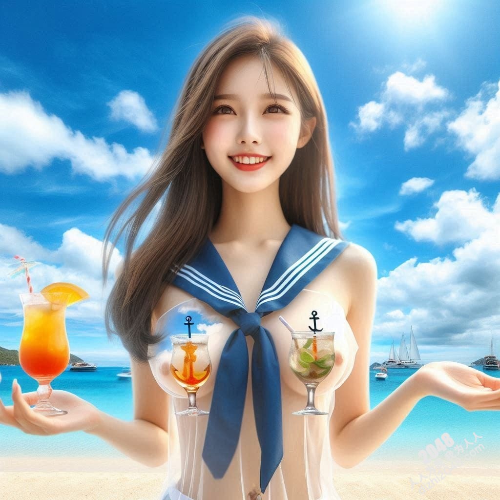 海滩尤物：水手服少女的夏日诱惑，性感透视，极致诱惑，令人窒息的曼妙身材，沙滩写真，比基尼写真(6)