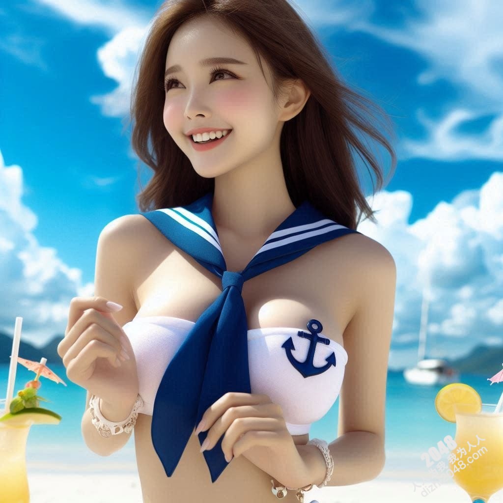 海滩尤物：水手服少女的夏日诱惑，性感透视，极致诱惑，令人窒息的曼妙身材，沙滩写真，比基尼写真(10)