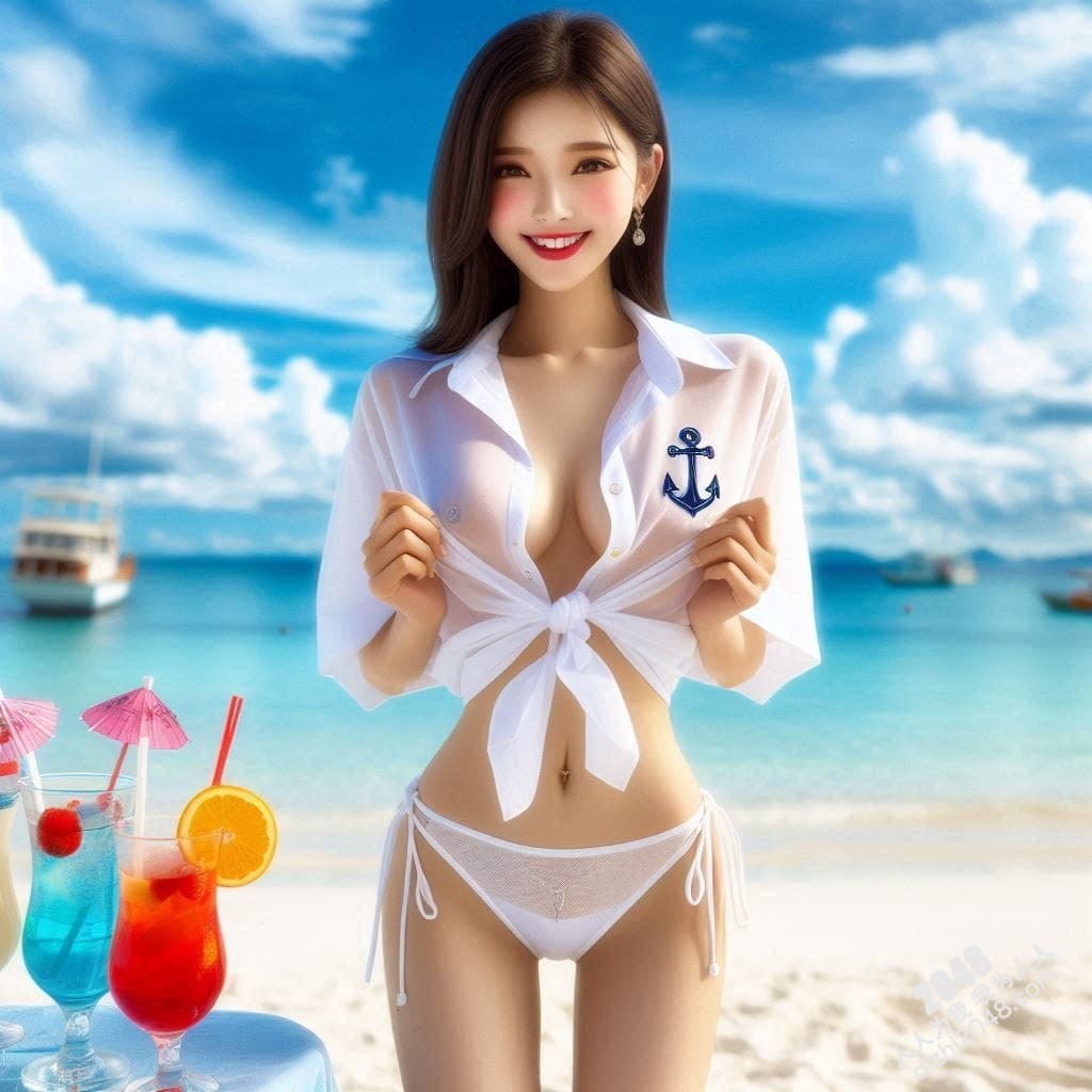 海滩尤物：水手服少女的夏日诱惑，性感透视，极致诱惑，令人窒息的曼妙身材，沙滩写真，比基尼写真(15)