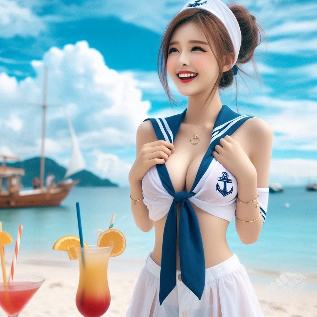 海滩尤物：水手服少女的夏日诱惑，性感透视，极致诱惑，令人窒息的曼妙身材，沙滩写真，比基尼写真(21)