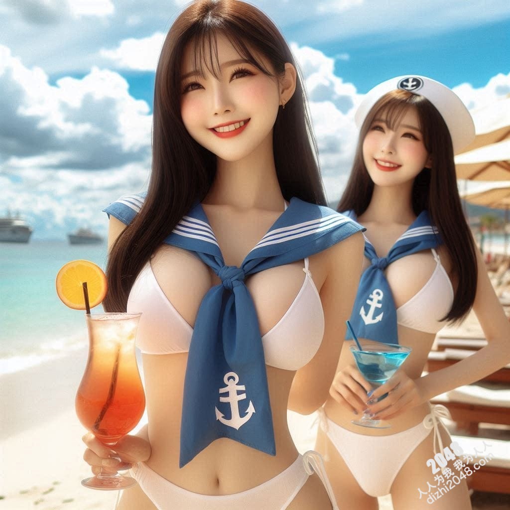海滩尤物：水手服少女的夏日诱惑，性感透视，极致诱惑，令人窒息的曼妙身材，沙滩写真，比基尼写真(22)