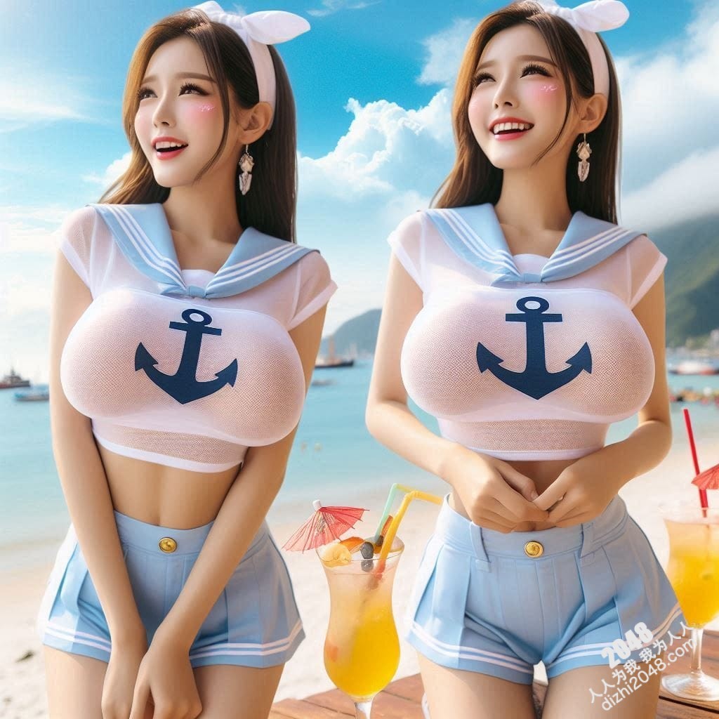 海滩尤物：水手服少女的夏日诱惑，性感透视，极致诱惑，令人窒息的曼妙身材，沙滩写真，比基尼写真(23)