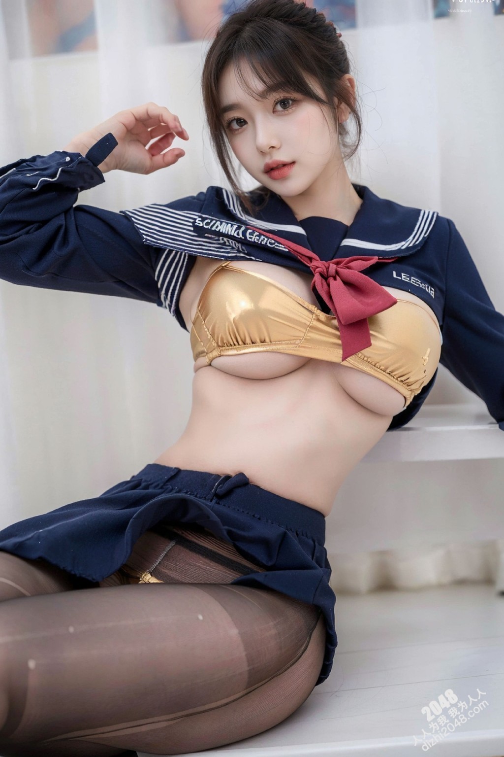 制服诱惑：水手服下的秘密，比基尼与丝袜的完美结合，96年女孩的致命吸引力(2)