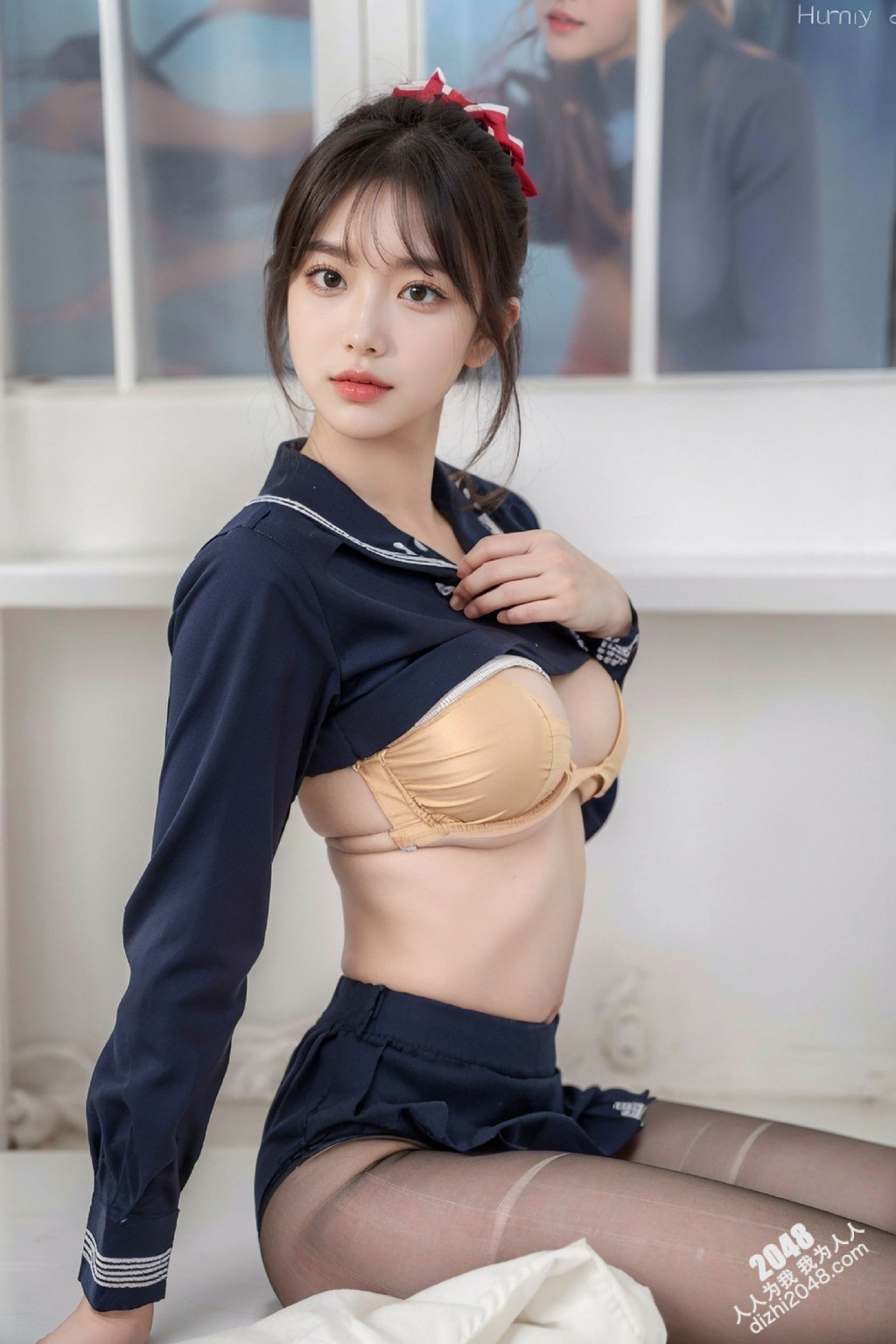 制服诱惑：水手服下的秘密，比基尼与丝袜的完美结合，96年女孩的致命吸引力(19)