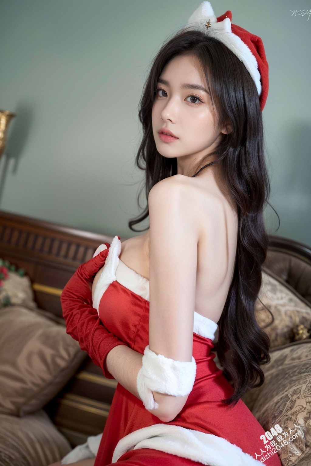 圣诞佳人：雪白肌肤与火热红衣的诱惑，丰满酥胸、粉嫩乳尖的极致诱惑，令人心跳加速的圣诞夜(50)