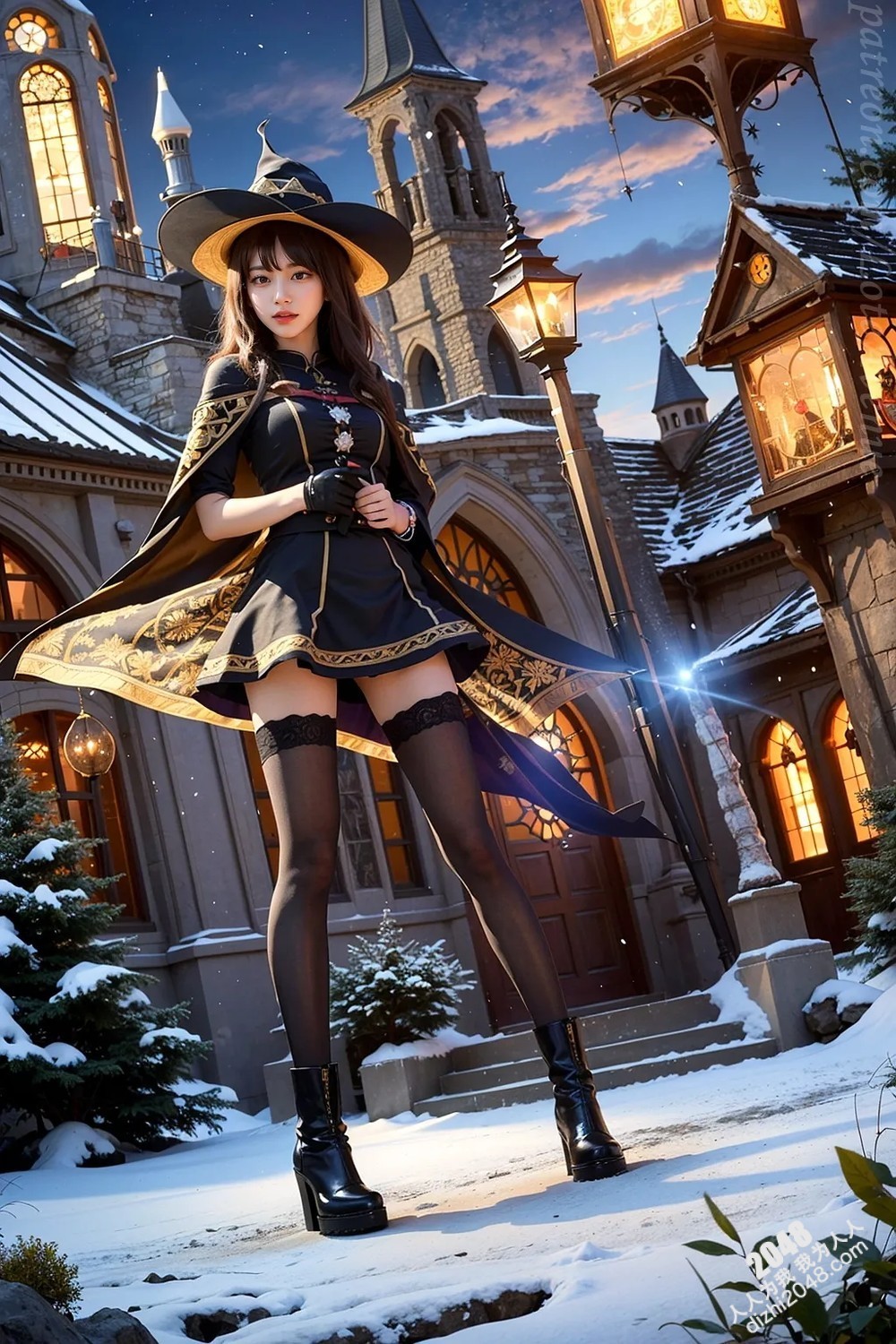 Rurina Megumin欧洲古堡魅惑写真：洛丽塔巫女制服诱惑，大胆展现完美身材，禁忌的魔法冒险之旅(27)