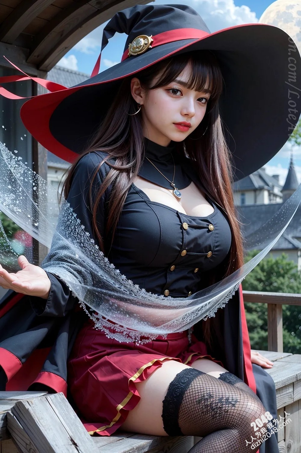 Rurina Megumin欧洲古堡魅惑写真：洛丽塔巫女制服诱惑，大胆展现完美身材，禁忌的魔法冒险之旅(32)