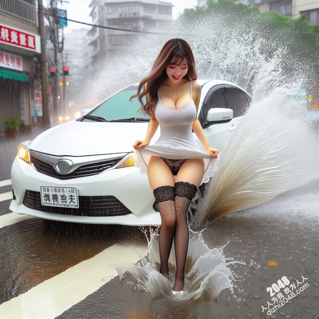 湿身诱惑：暴雨中的制服美女，雨水勾勒出曼妙曲线(27)