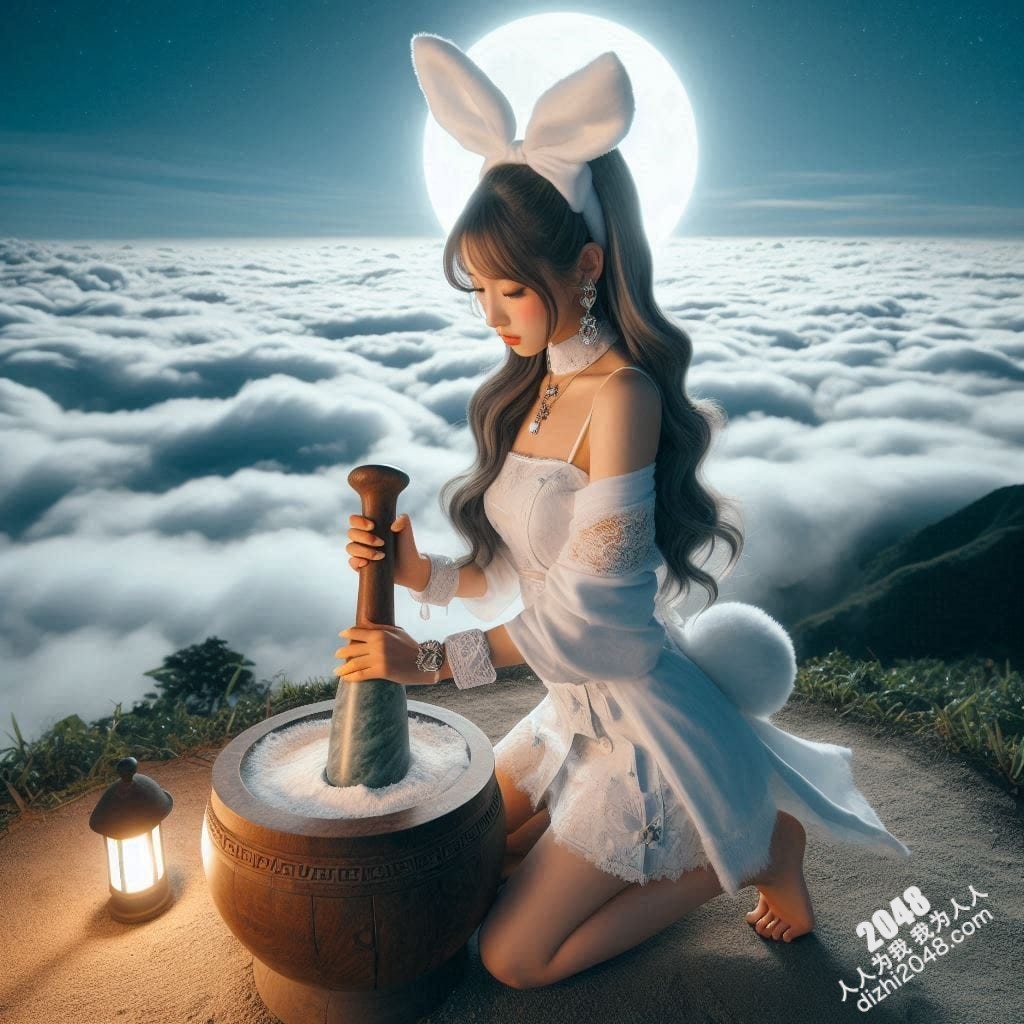 月宫兔耳少女：云端邂逅，月光轻抚(4)