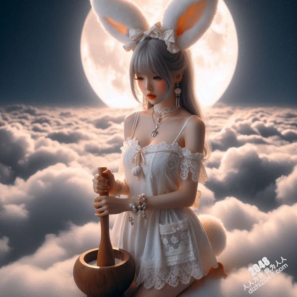 月宫兔耳少女：云端邂逅，月光轻抚(7)