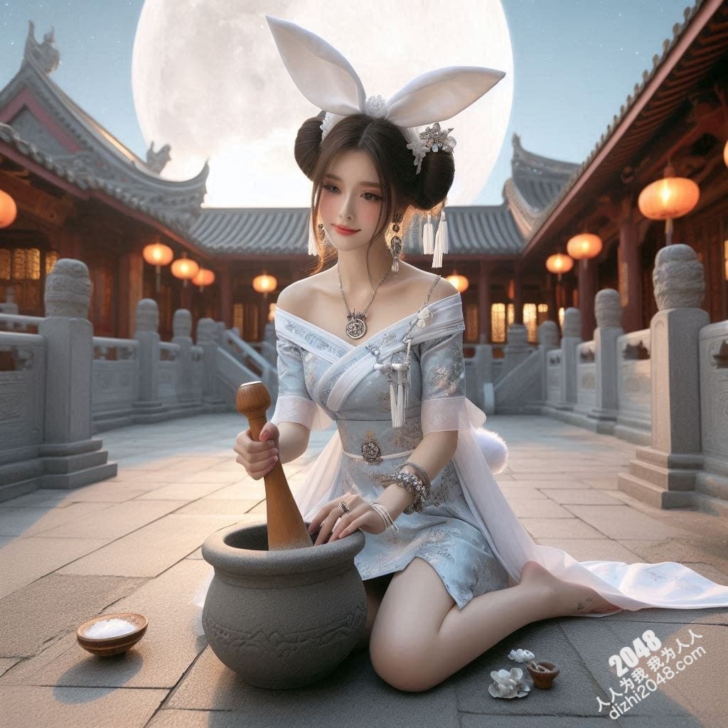月宫兔耳少女：云端邂逅，月光轻抚(10)
