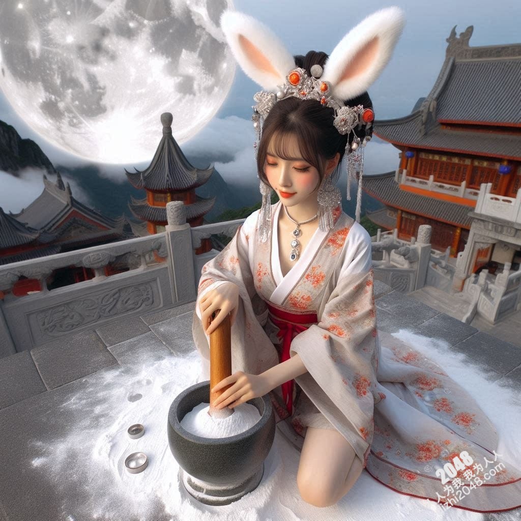月宫兔耳少女：云端邂逅，月光轻抚(11)
