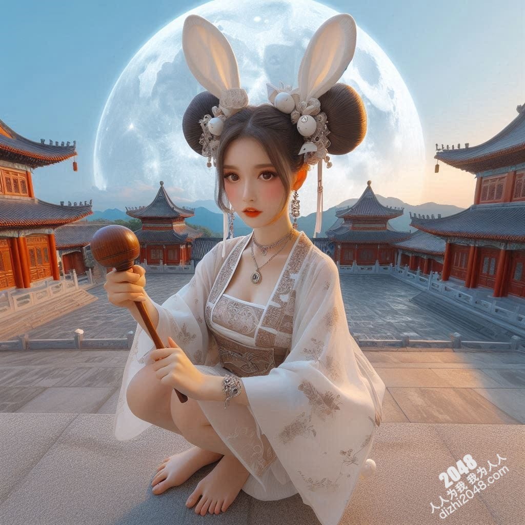 月宫兔耳少女：云端邂逅，月光轻抚(32)