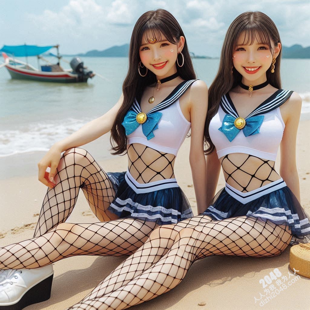 沙滩上的水手服诱惑：双胞胎女孩的夏日激情(2)