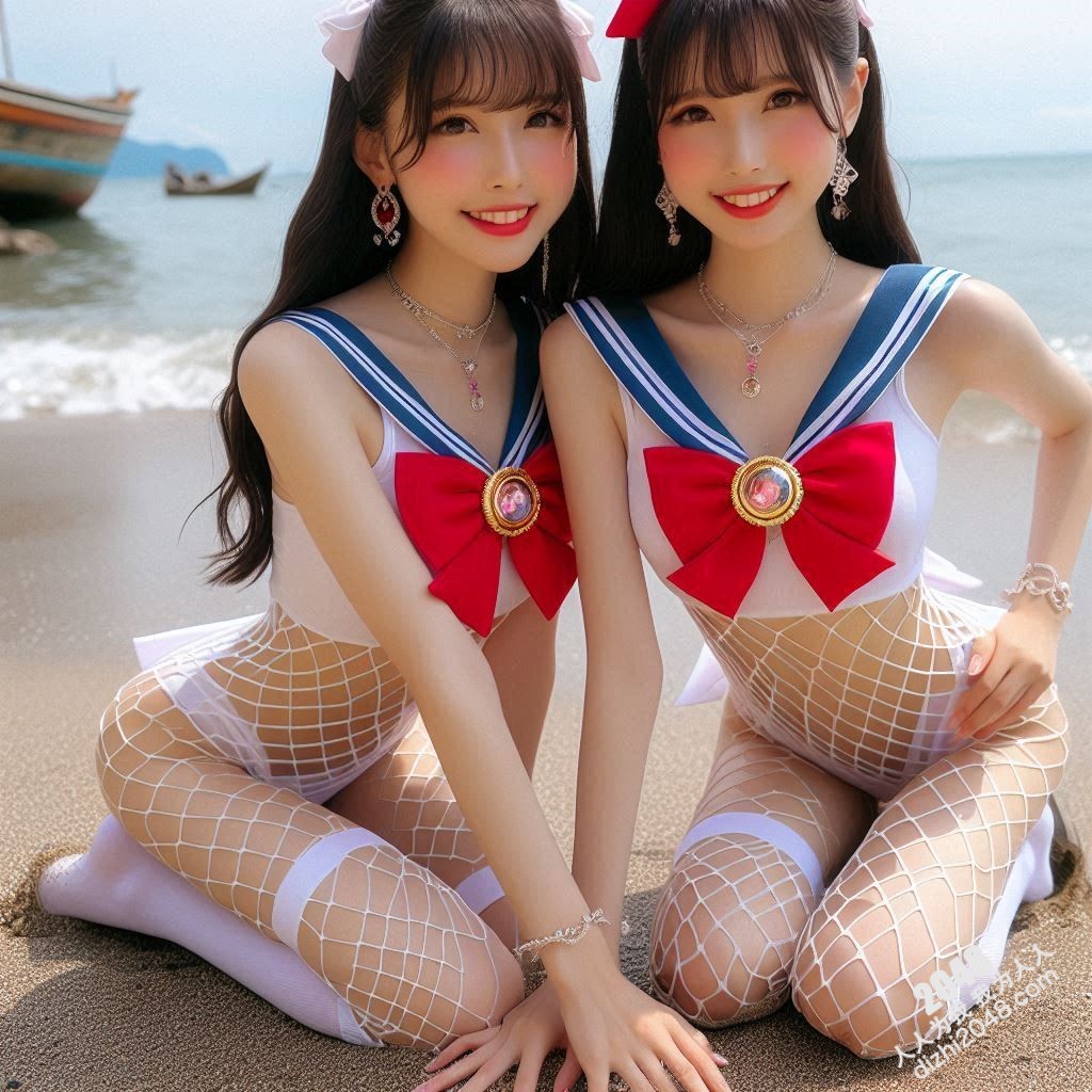 沙滩上的水手服诱惑：双胞胎女孩的夏日激情(4)