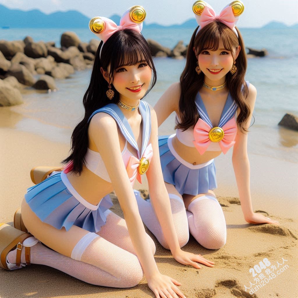 沙滩上的水手服诱惑：双胞胎女孩的夏日激情(7)