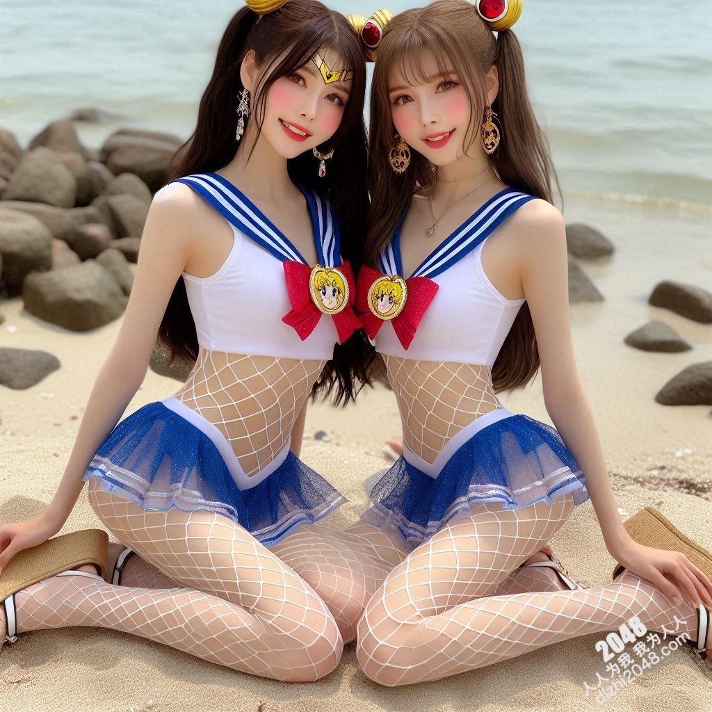 沙滩上的水手服诱惑：双胞胎女孩的夏日激情(15)
