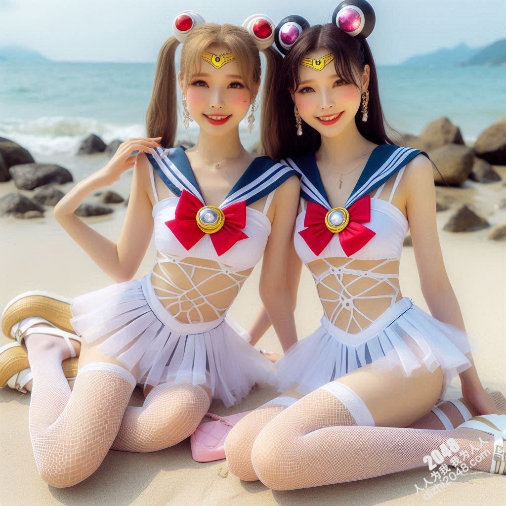 沙滩上的水手服诱惑：双胞胎女孩的夏日激情(16)
