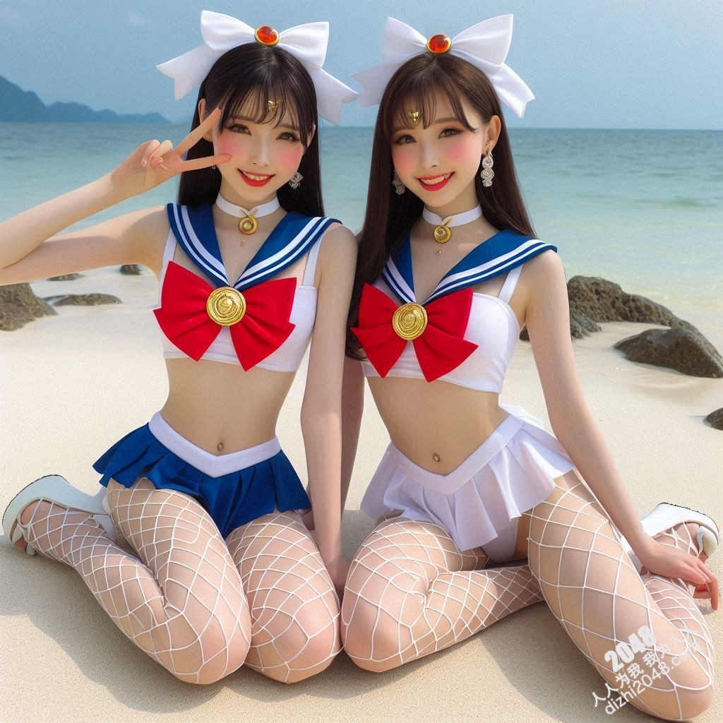 沙滩上的水手服诱惑：双胞胎女孩的夏日激情(20)