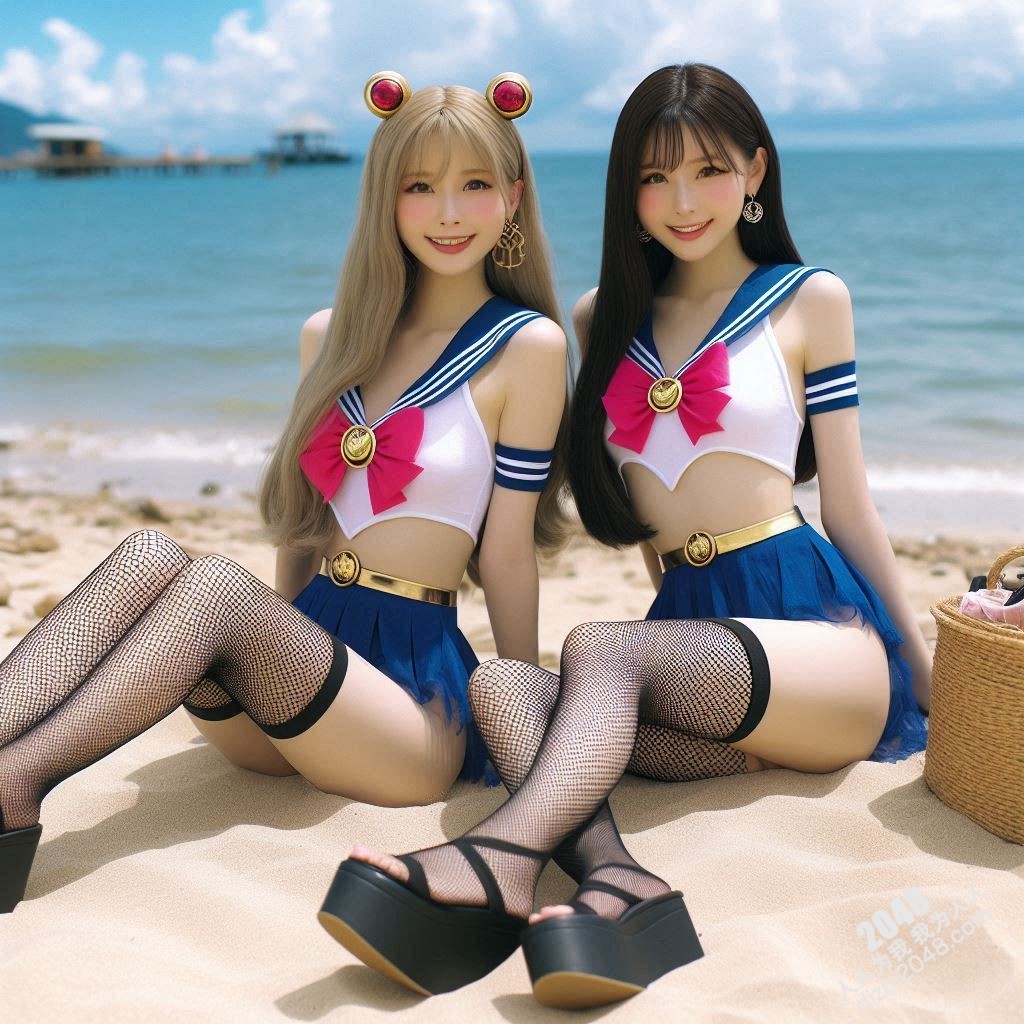 沙滩上的水手服诱惑：双胞胎女孩的夏日激情(19)