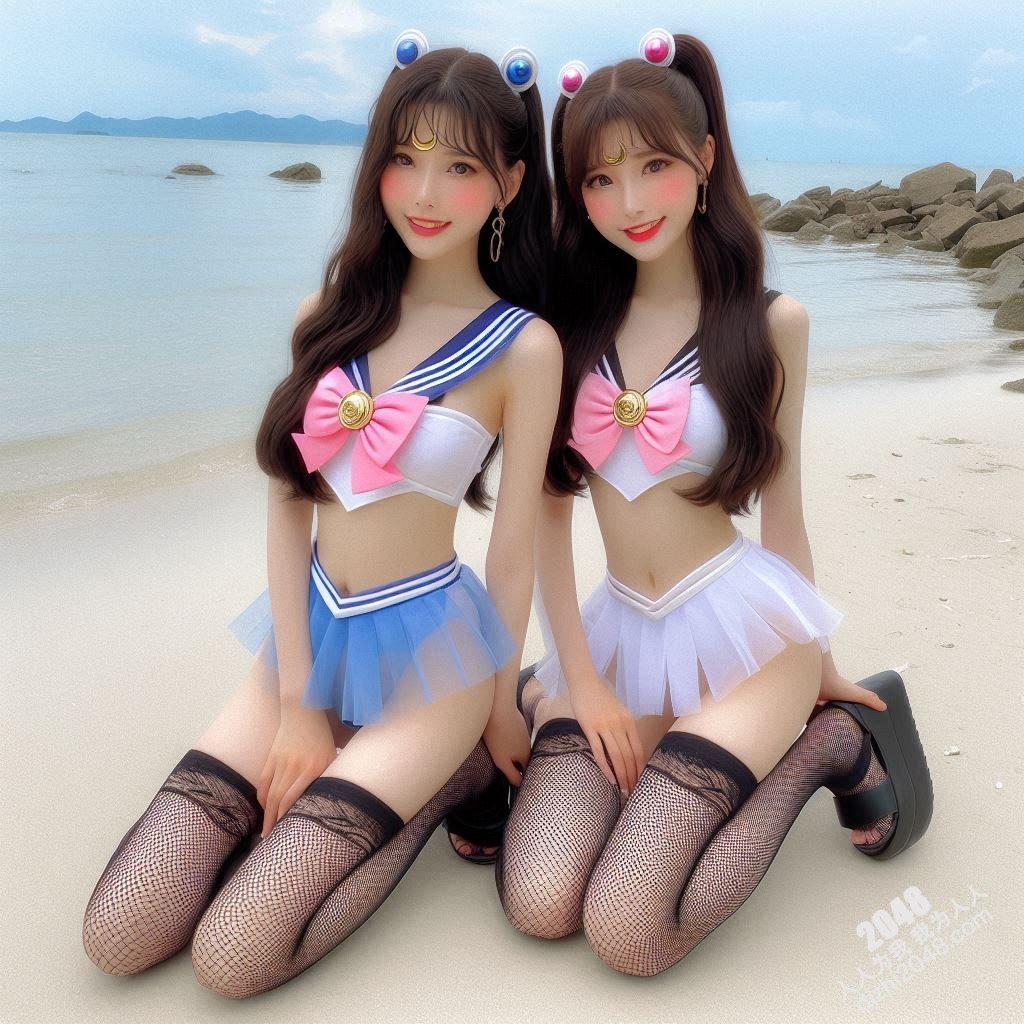 沙滩上的水手服诱惑：双胞胎女孩的夏日激情(22)