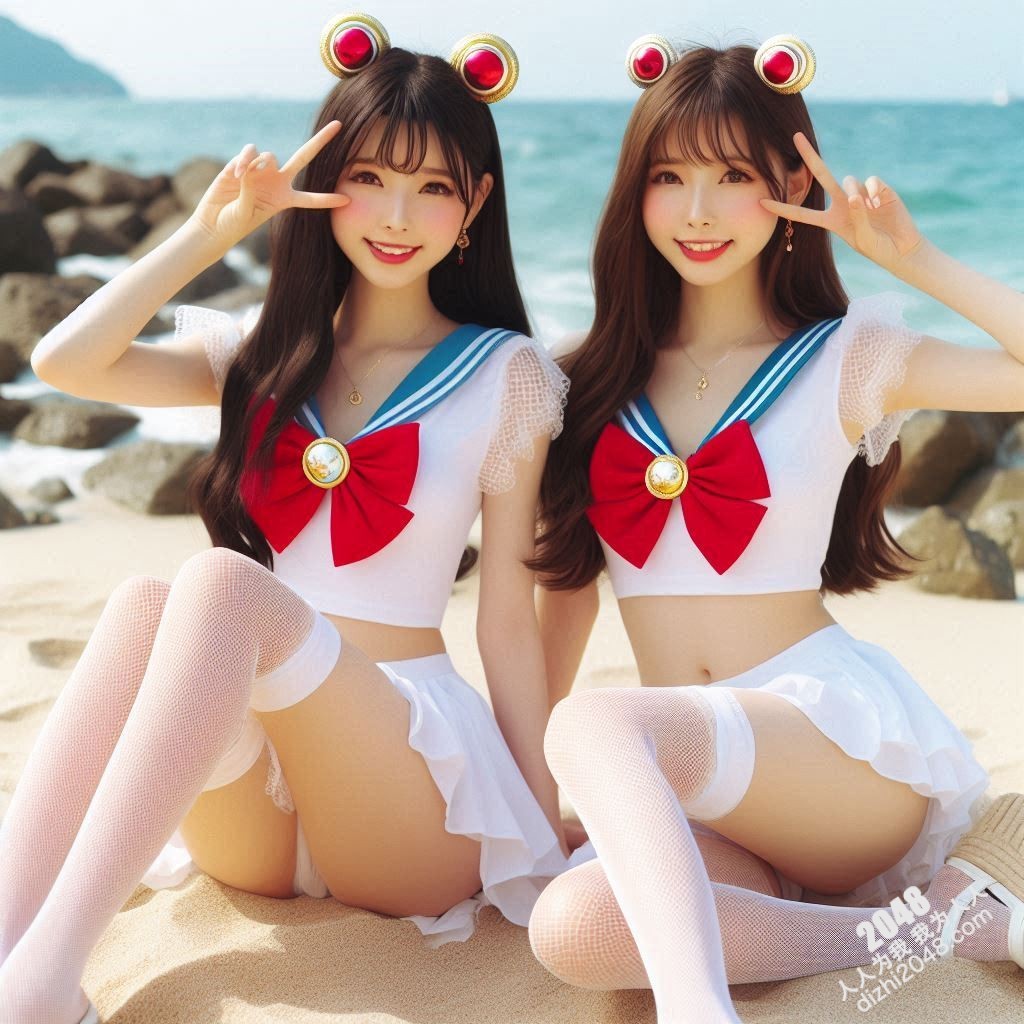 沙滩上的水手服诱惑：双胞胎女孩的夏日激情(23)