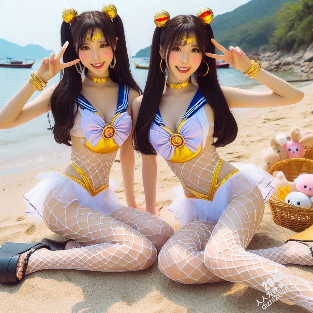 沙滩上的水手服诱惑：双胞胎女孩的夏日激情(27)