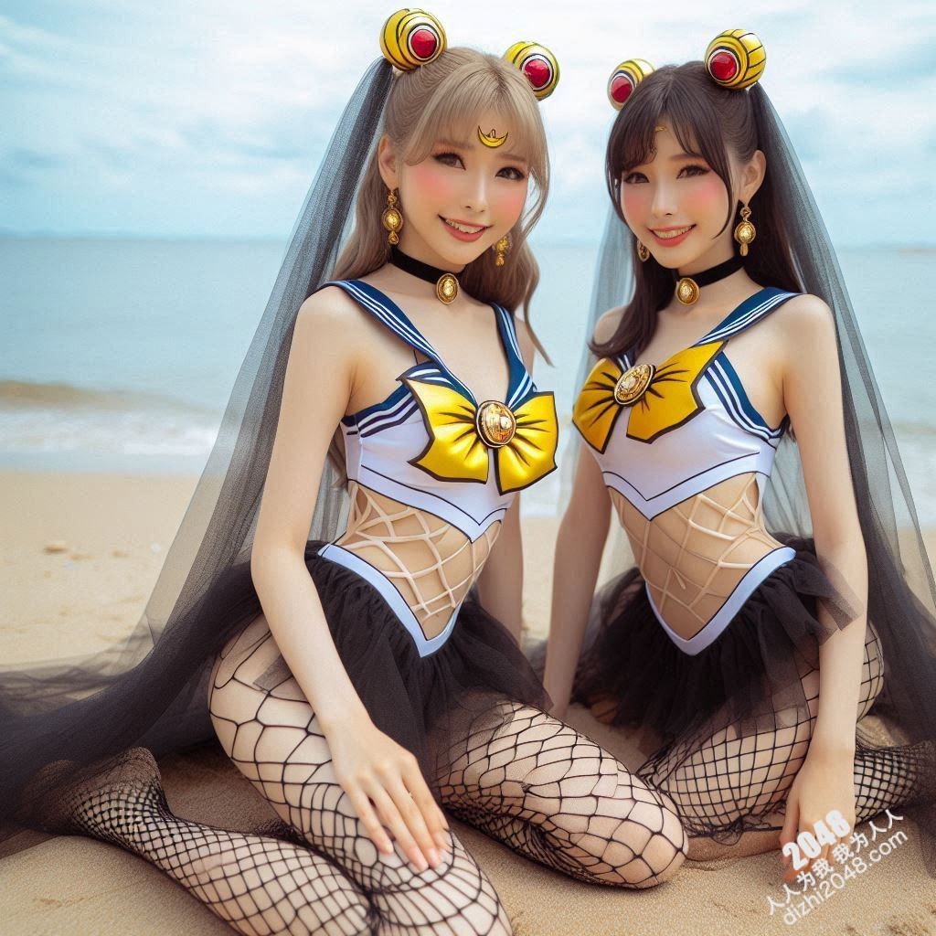 沙滩上的水手服诱惑：双胞胎女孩的夏日激情(30)
