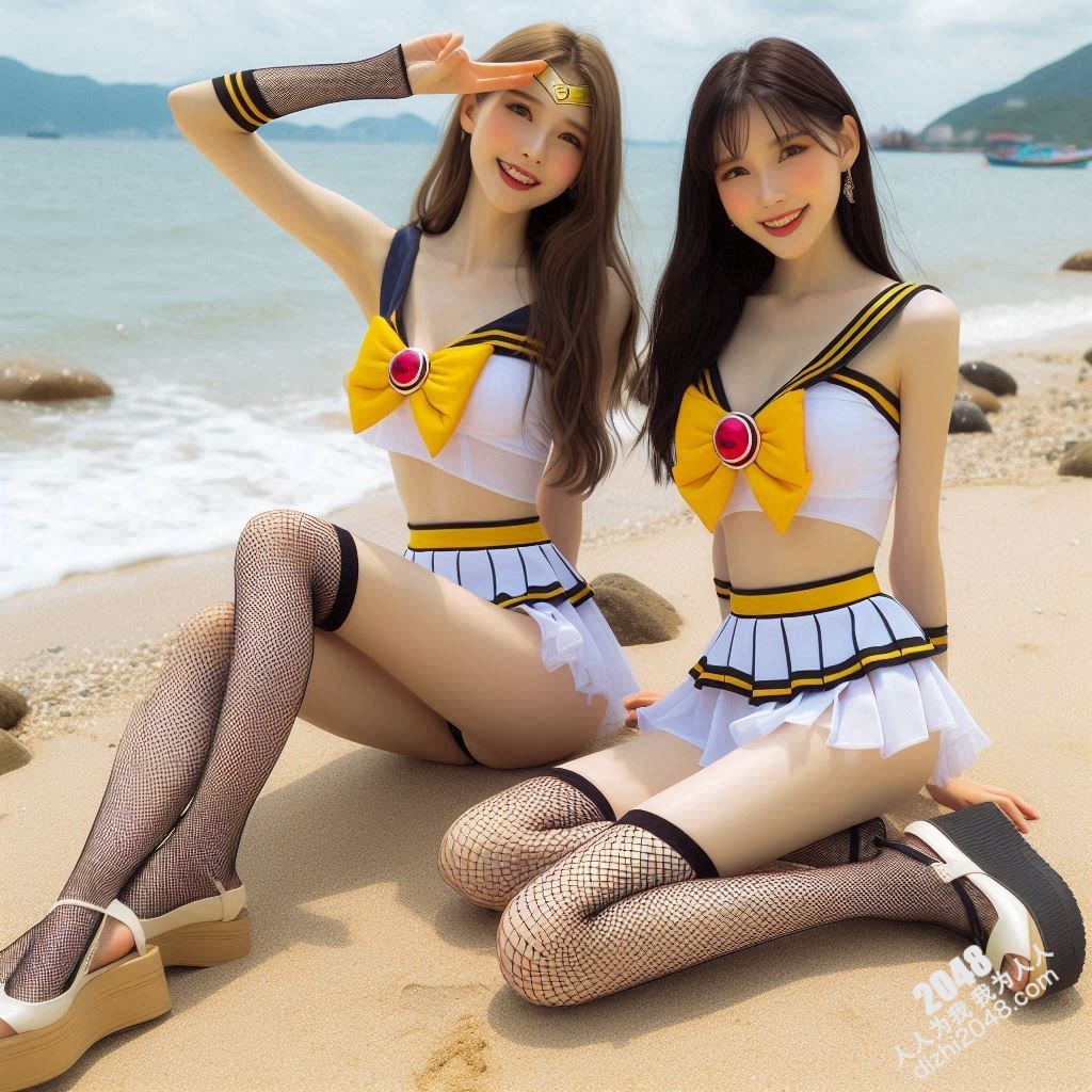 沙滩上的水手服诱惑：双胞胎女孩的夏日激情(37)