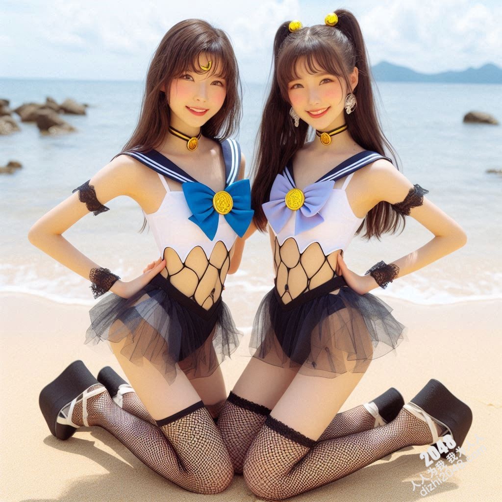 沙滩上的水手服诱惑：双胞胎女孩的夏日激情(40)