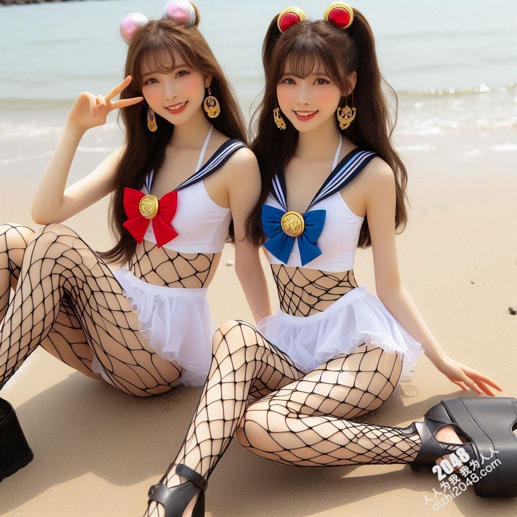 沙滩上的水手服诱惑：双胞胎女孩的夏日激情(39)