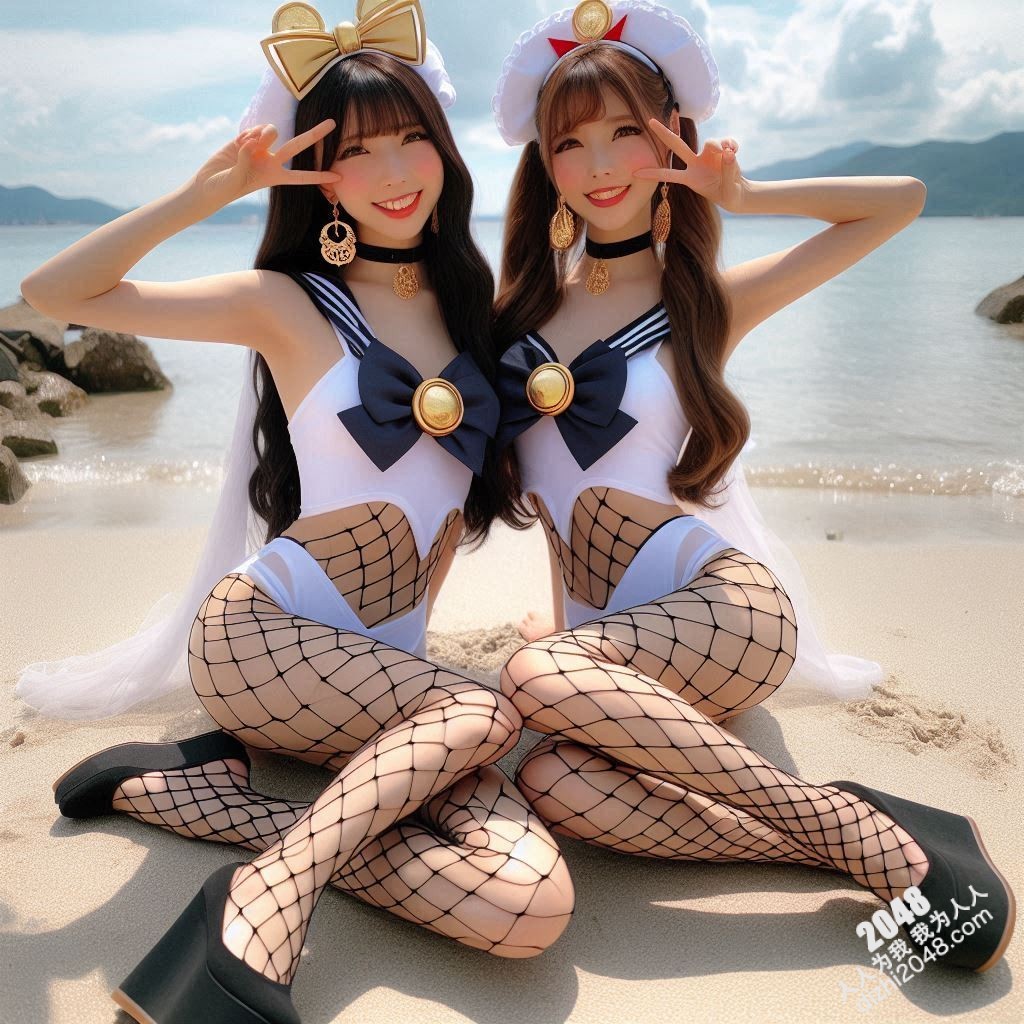 沙滩上的水手服诱惑：双胞胎女孩的夏日激情(41)