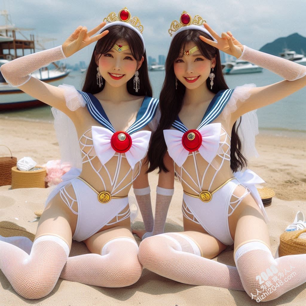 沙滩上的水手服诱惑：双胞胎女孩的夏日激情(42)