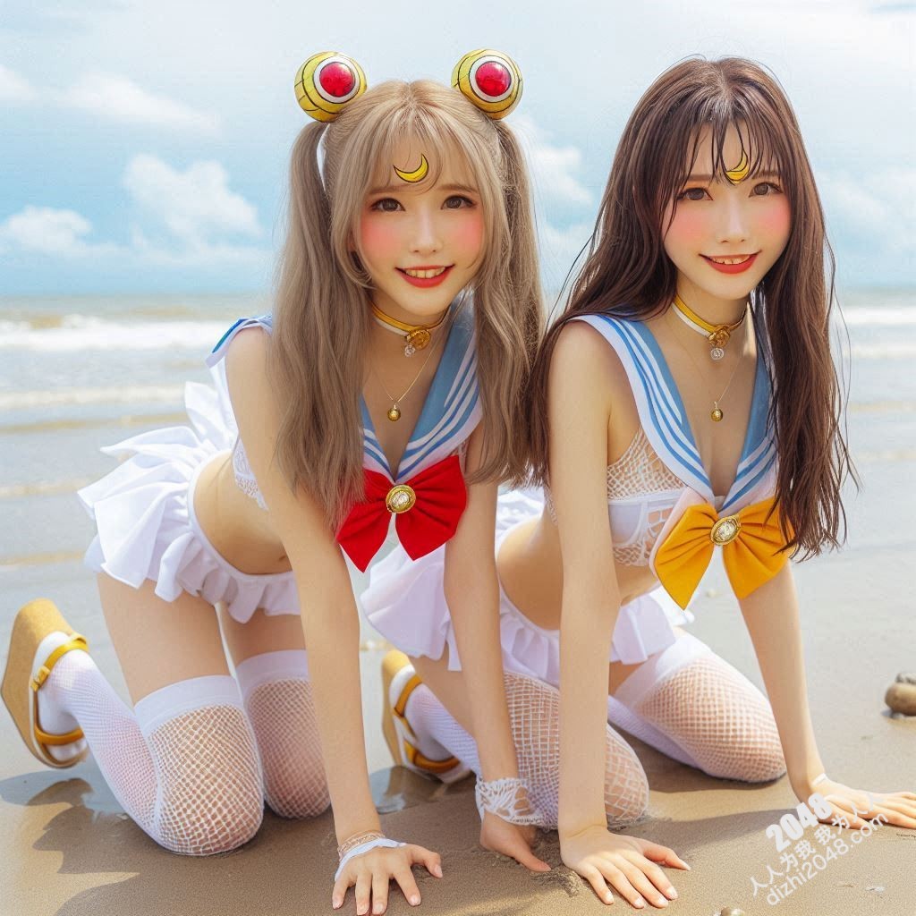 沙滩上的水手服诱惑：双胞胎女孩的夏日激情(44)